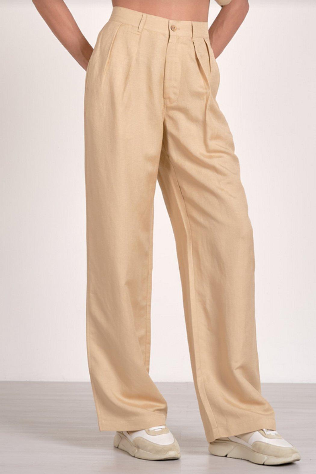 Khaki Pleated Slacks Product Image