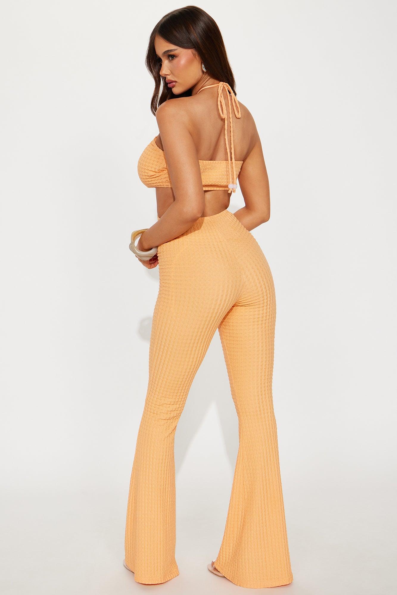 Cara Textured Halter Jumpsuit - Tangerine Product Image