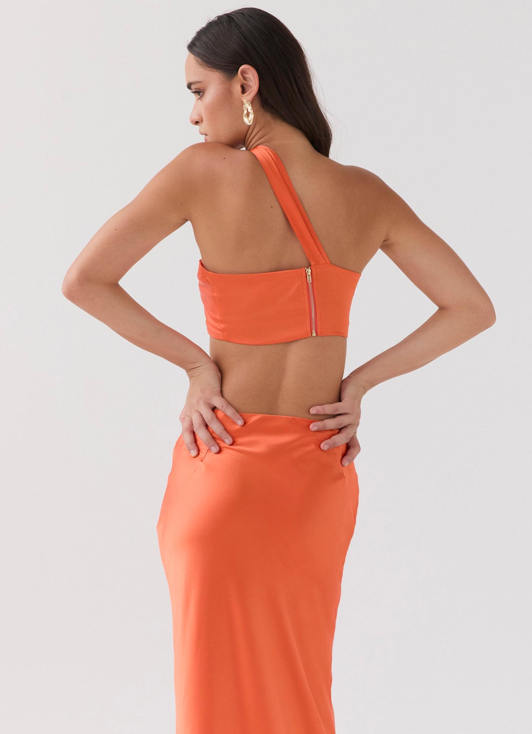 Hidden Oasis Satin Top - Tangerine Product Image