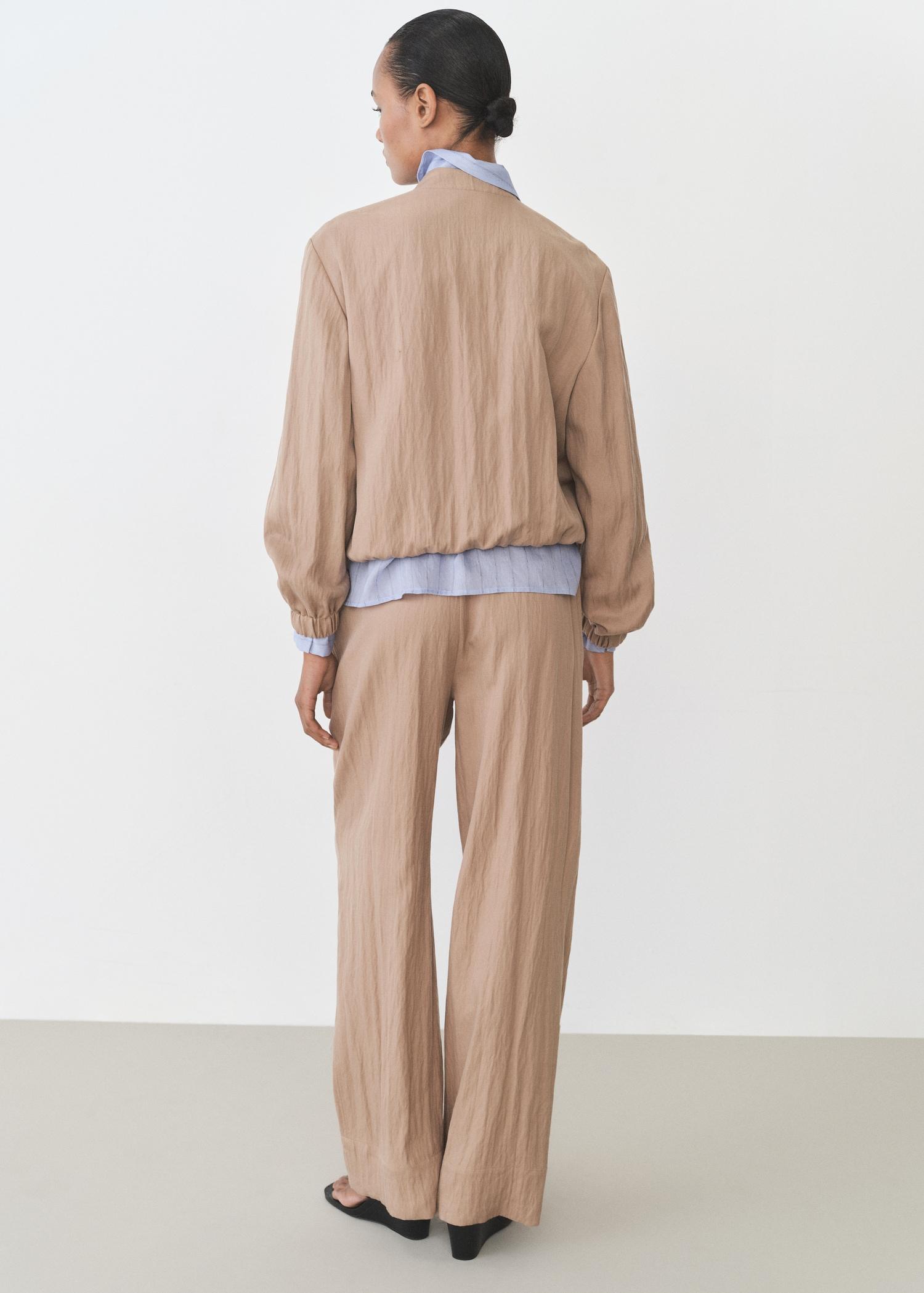 Straight-fit lyocell textured pants - Women | MANGO USA Product Image