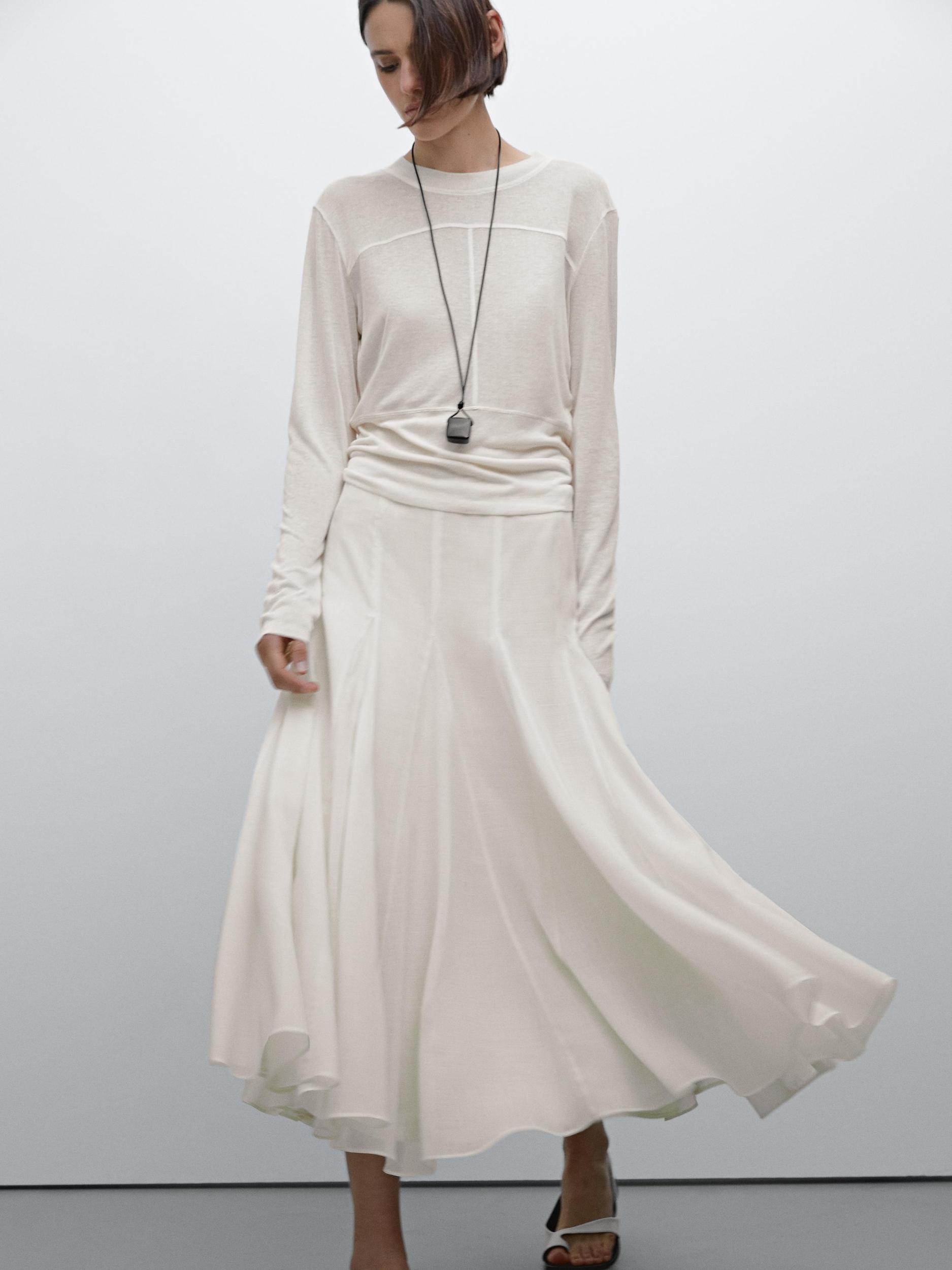 Wool blend flared midi skirt - Studio Product Image