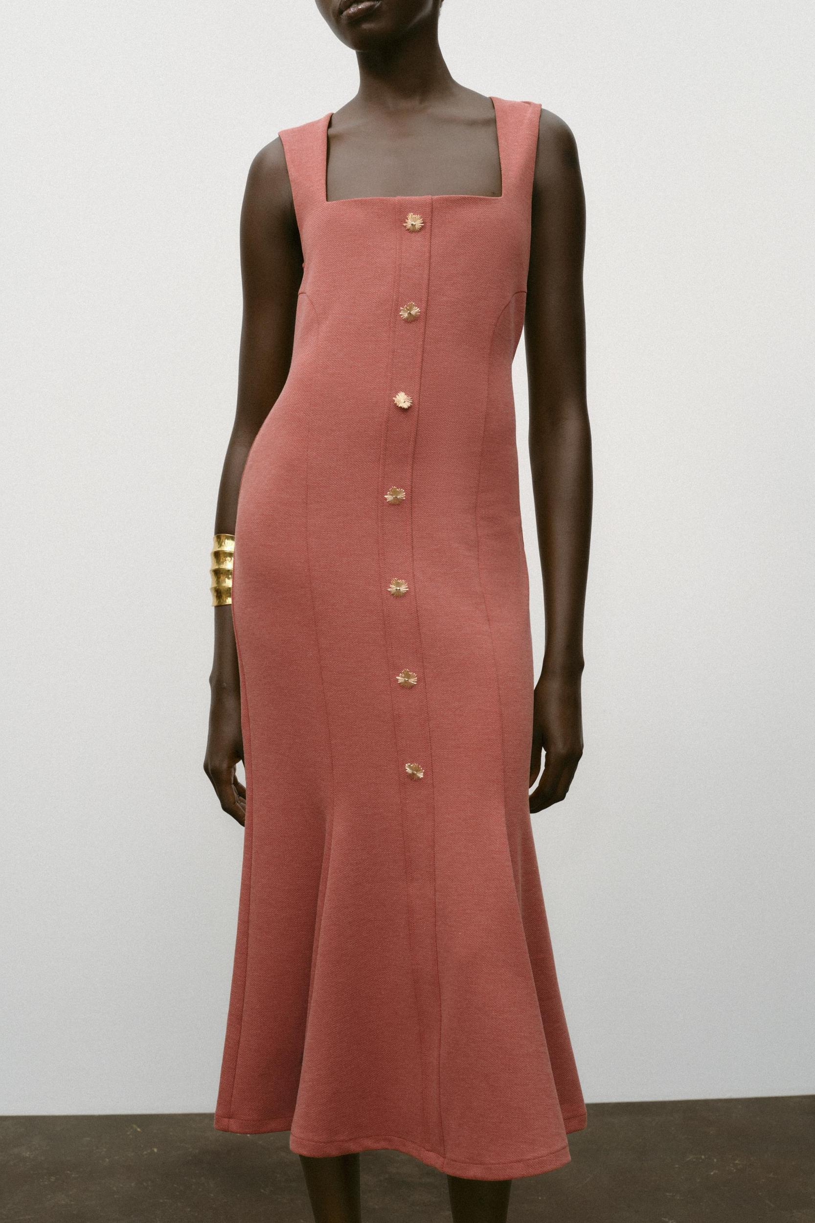 BUTTONED PIQUÉ DRESS Product Image