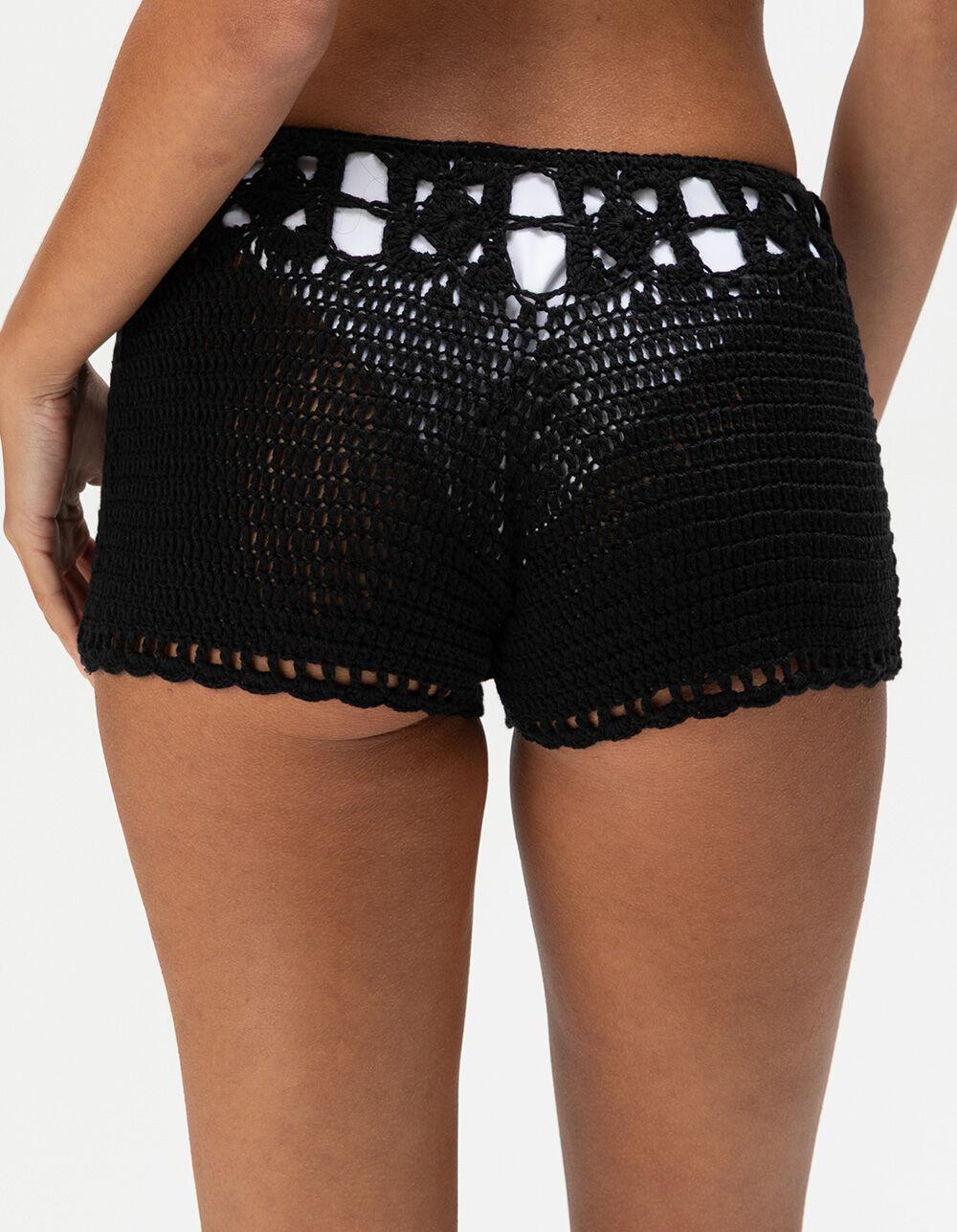 DAMSEL Crochet Womens Cover-Up Shorts - BLACK Product Image