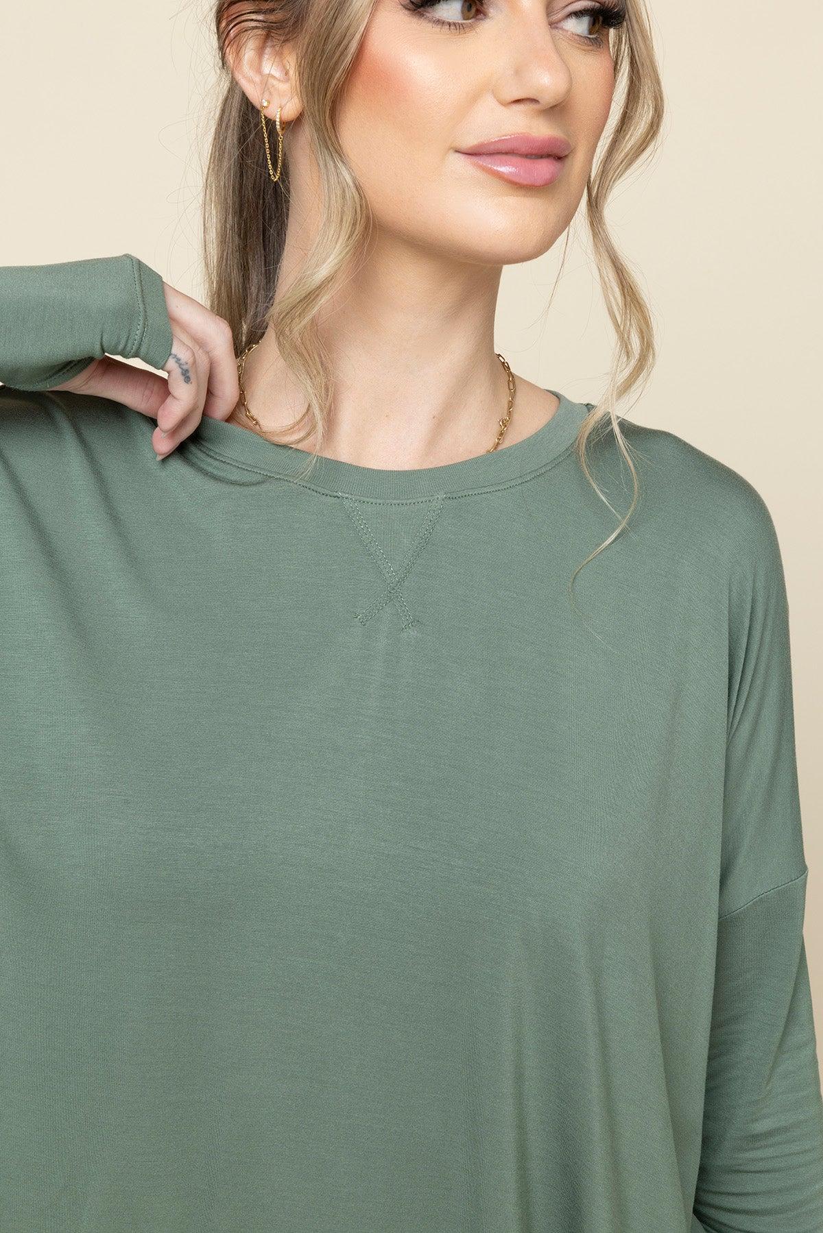 The Perfect Long Sleeve Top - Leaf Green Product Image
