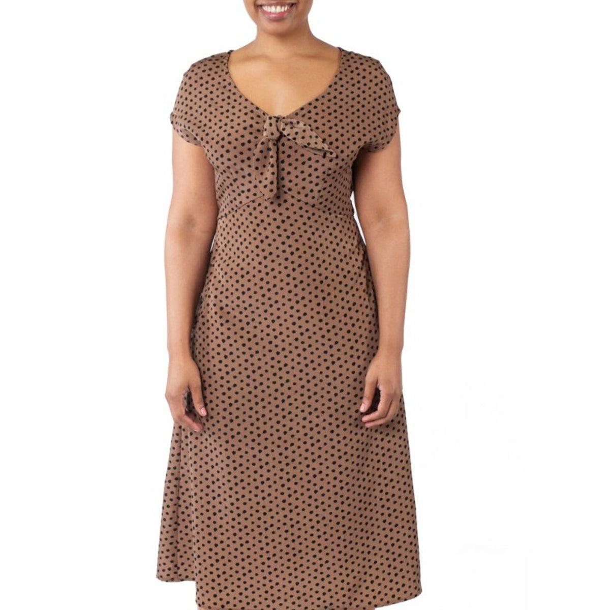 Tatiana Dress in Mocha Dot Product Image