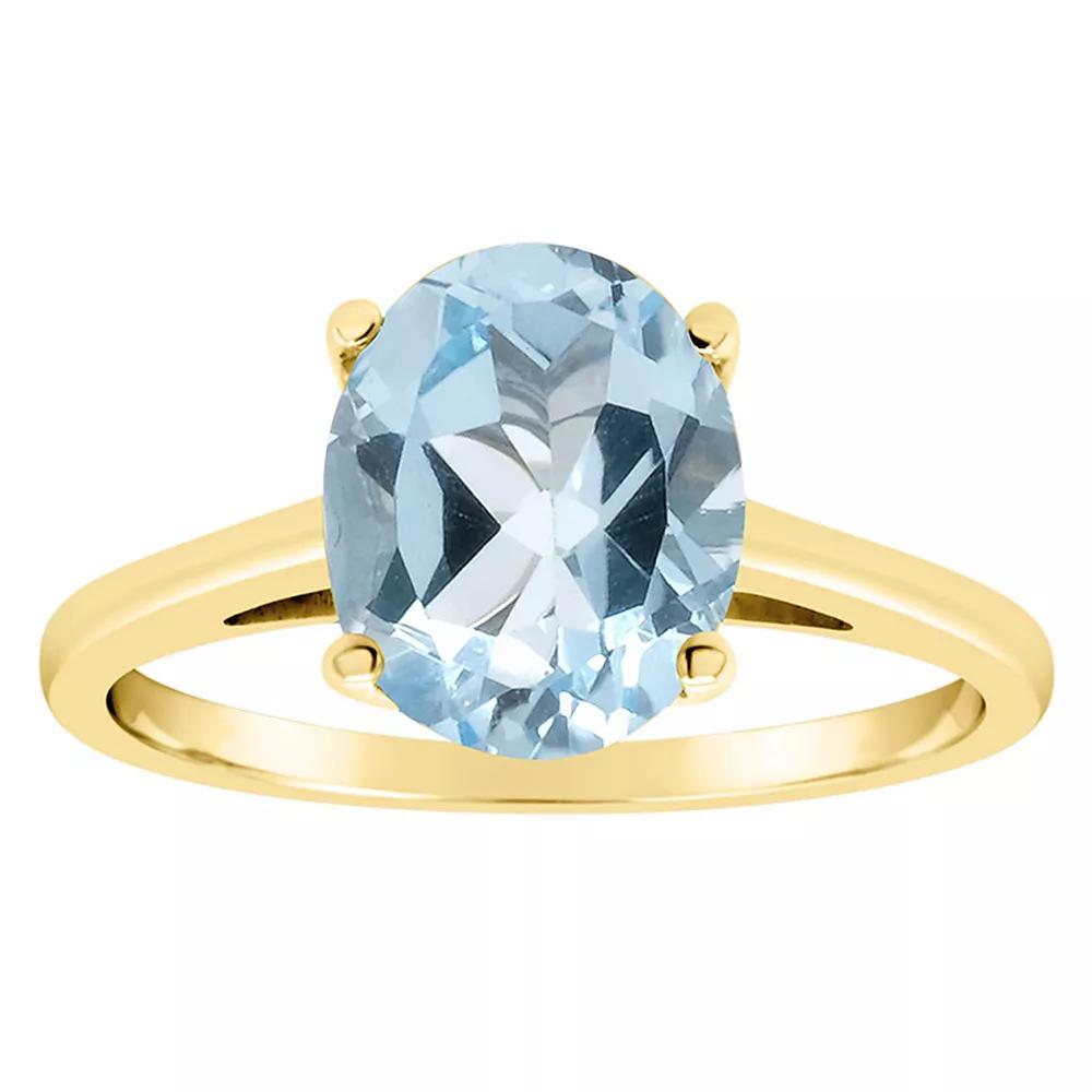 Alyson Layne 14k Gold Oval Sky Blue Topaz Solitaire Ring, Women's, Size: 9 Product Image