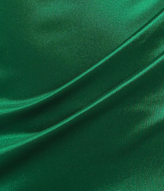 Honey and Rosie Emma Bodice Side Slit Satin Long Dress Product Image