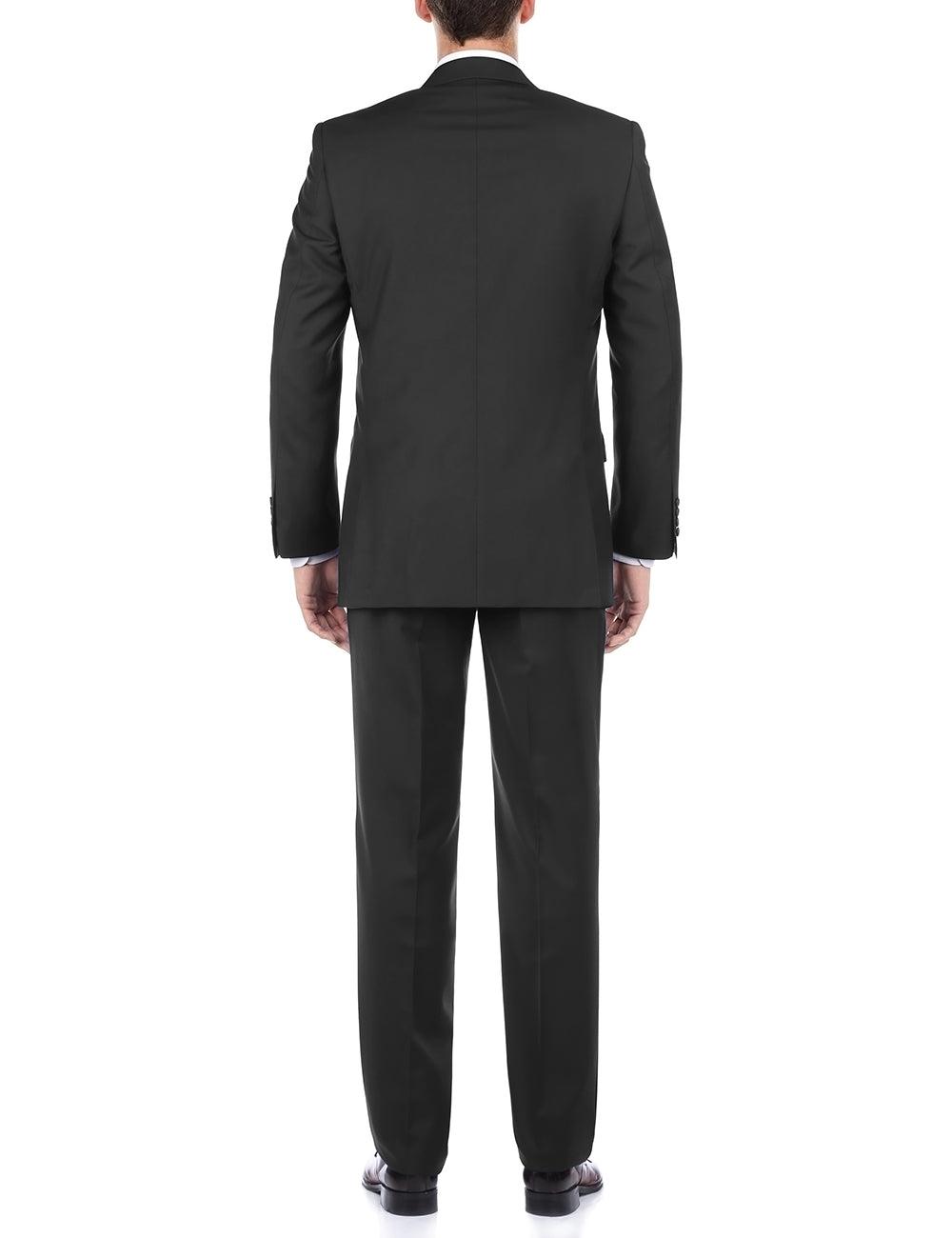 (38R, 38S) 100% Virgin Wool Regular Fit Black Suit Product Image