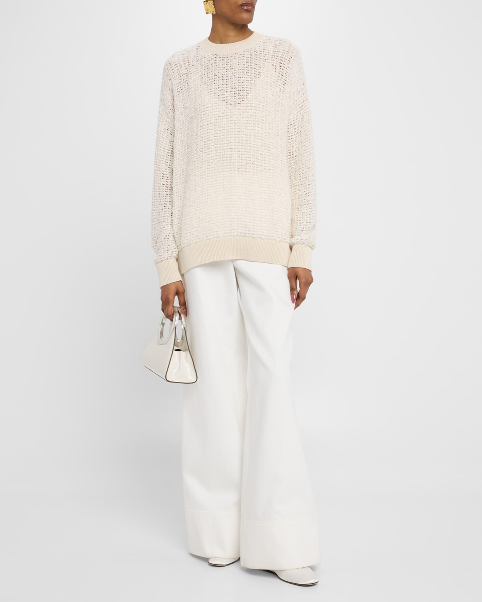 Textured Open-Stitch Cotton Sweater Product Image