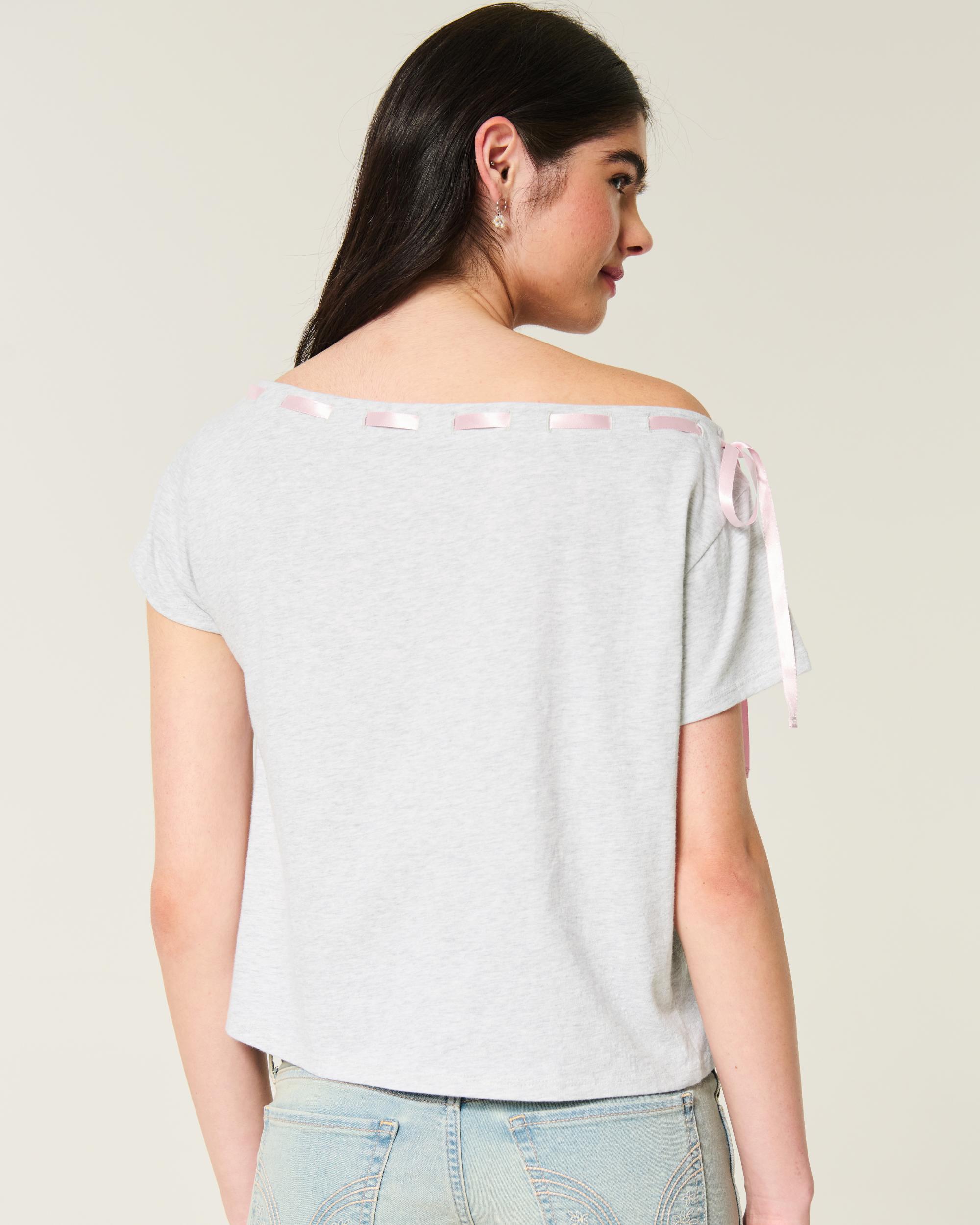 Easy Off-the-Shoulder Tie T-Shirt Product Image