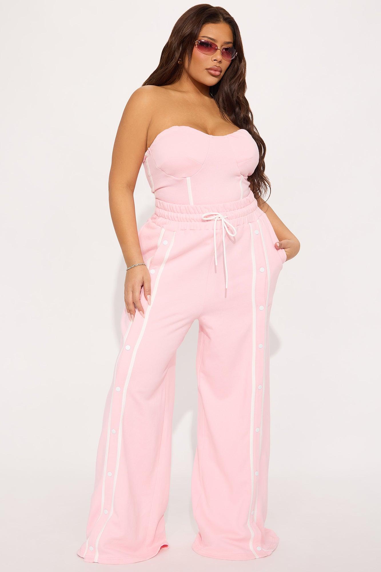 Sara Fleece Track Pant Set - Pink Product Image