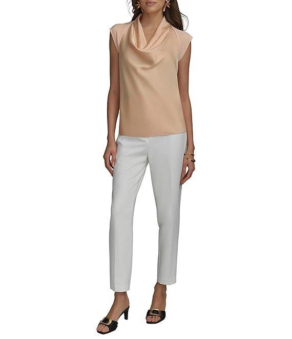 Donna Karan Mixed Media Cowl Neck Cap Sleeve Top Product Image
