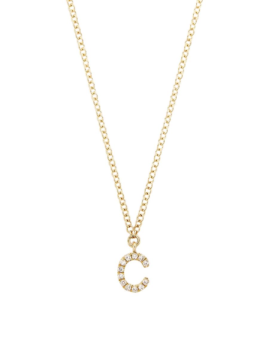 Womens 14K Yellow Gold & 0.03 TCW Diamond Initial Pendant Necklace Product Image