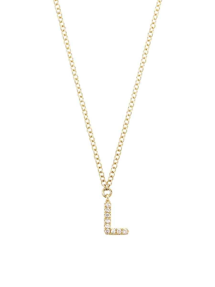 Womens 14K Yellow Gold & 0.03 TCW Diamond Initial Pendant Necklace Product Image
