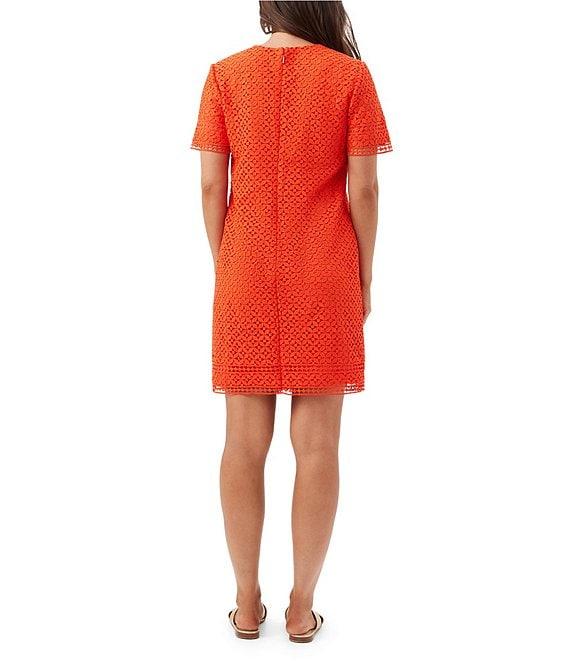 Trina Turk Kimasu Geometric Lace Round Neck Short Sleeve Dress Product Image