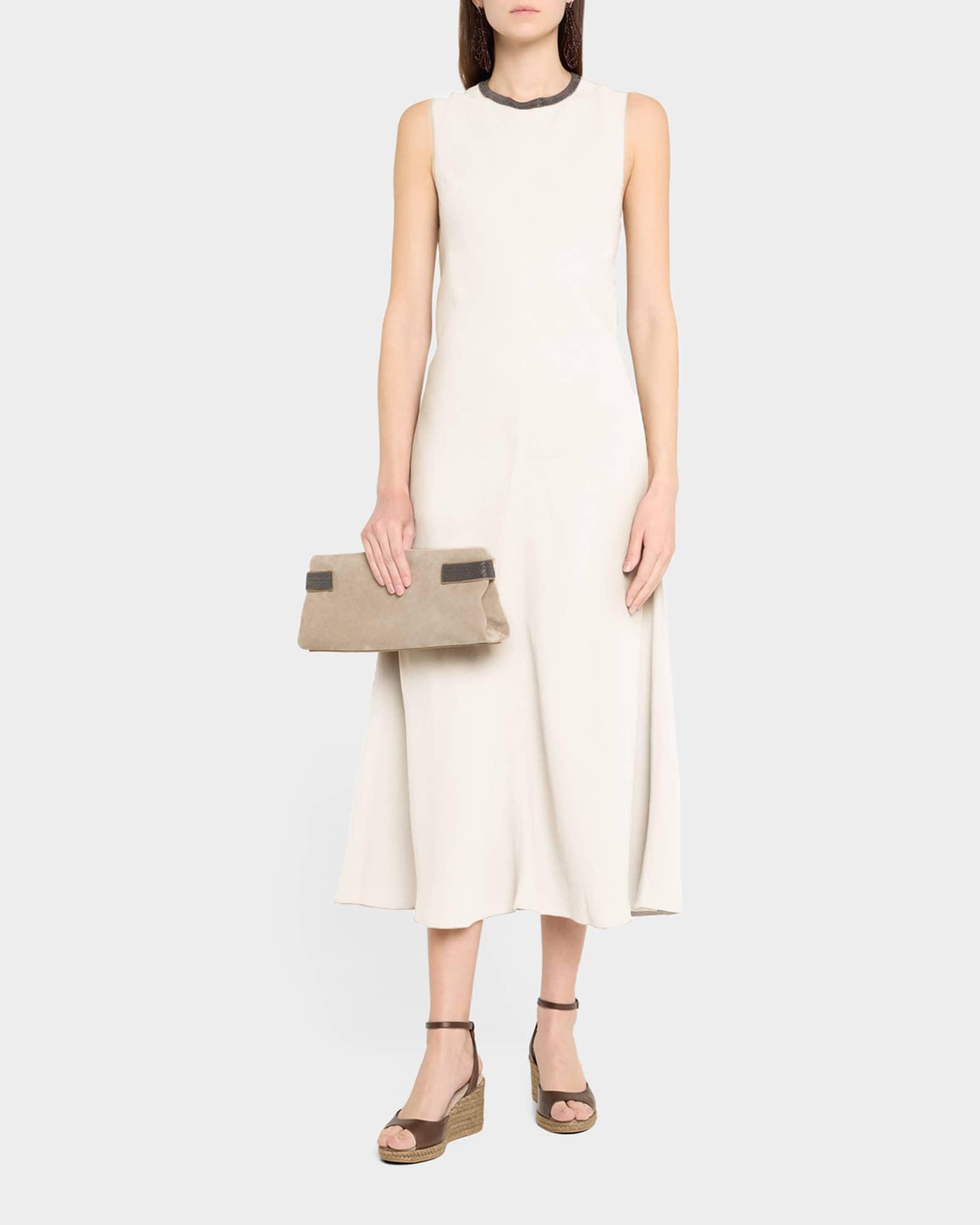 Monili Neckline Linen Twill Dress Product Image