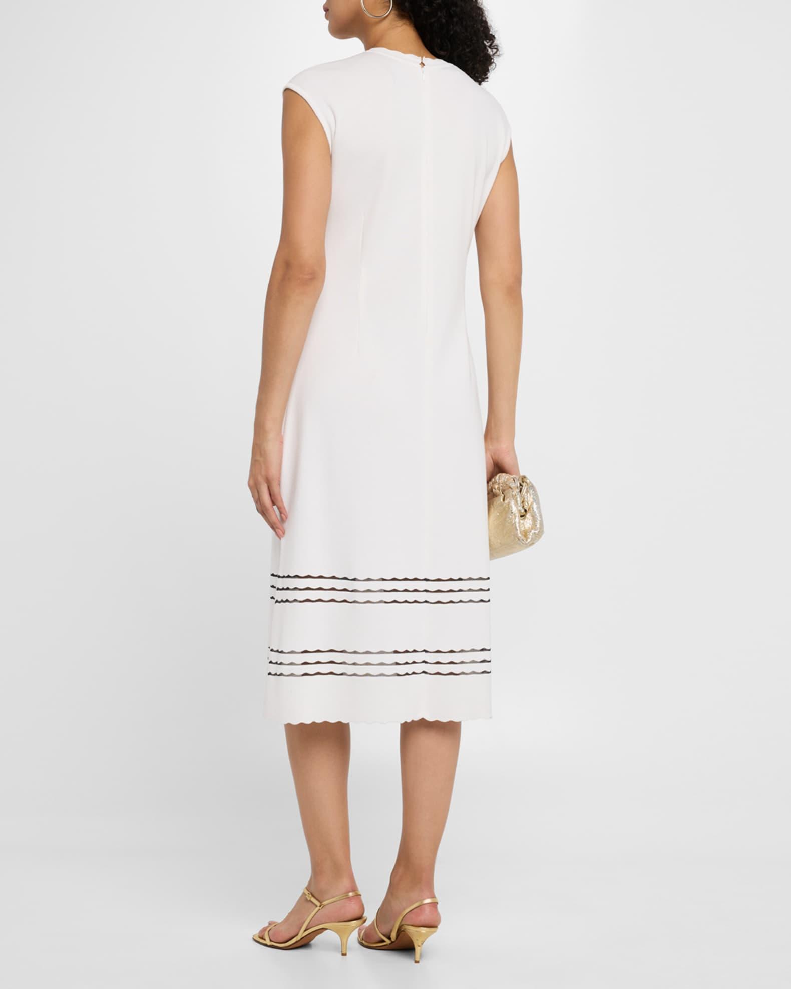 Sleeveless Scalloped Knit A-Line Midi Dress Product Image