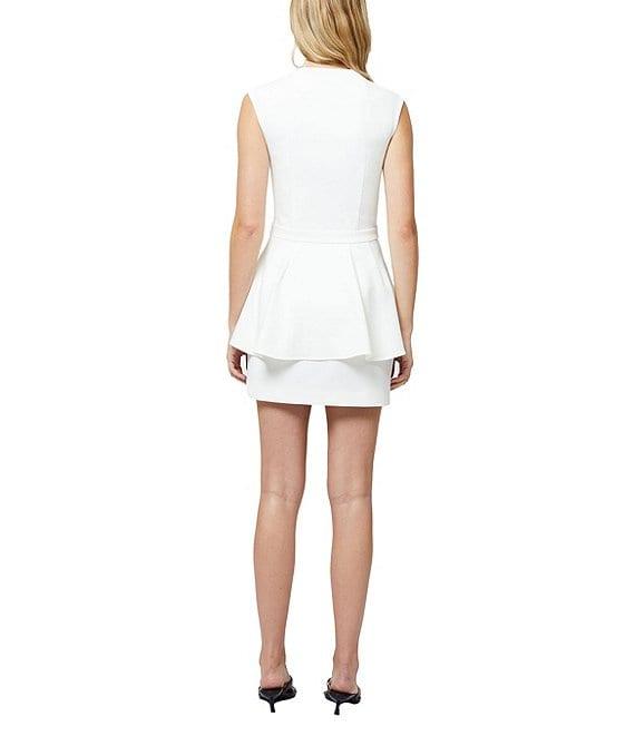 French Connection Whisper Square Neck Sleeveless Peplum Mini Dress Product Image