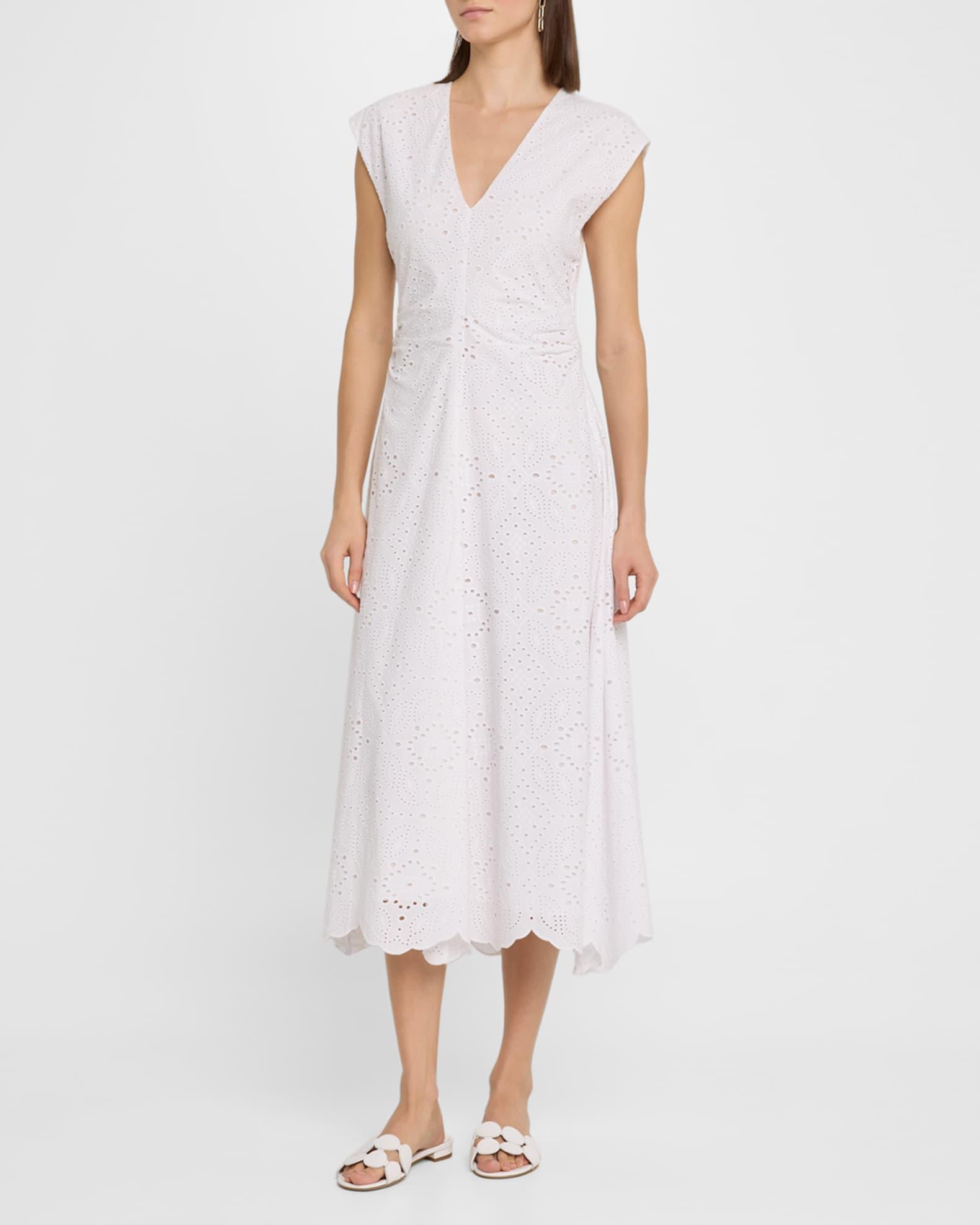 Aven Eyelet A-Line Midi Dress Product Image