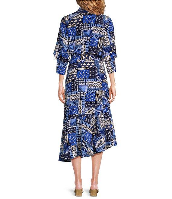 tyler boe Jules V-Neck 3/4 Sleeve High Low Ruffle Wrap Dress Product Image