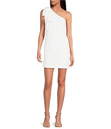 Gianni Bini Deliah One Bow Shoulder Sleeveless Sheath Crepe Mini Dress Product Image