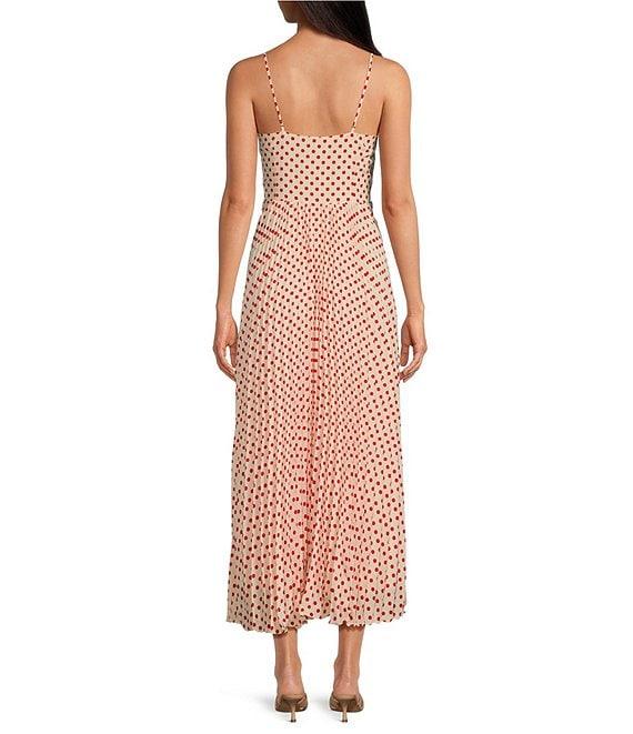 Lucy Paris Shanina Rosette Dot Print V-Neck Sleeveless Fit & Flare Midi Dress Product Image