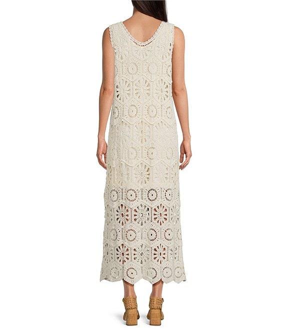 Charlie B. Crochet V-Neck Sleeveless Maxi Sheath Dress Product Image