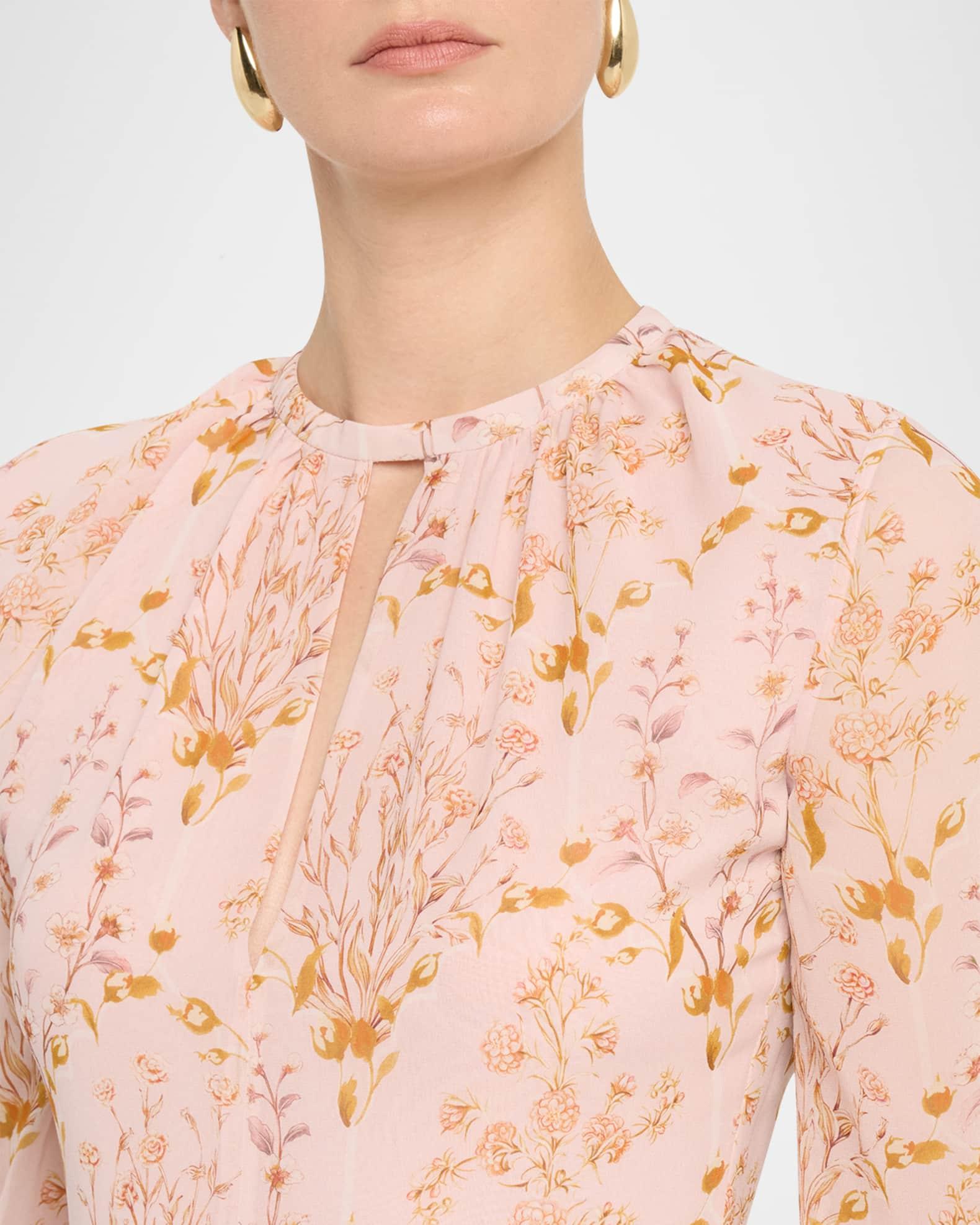 Floral Georgette Long-Sleeve Mini Dress Product Image