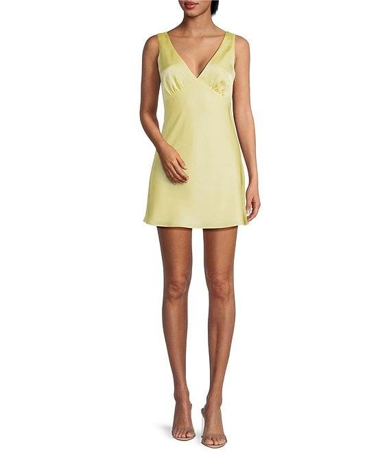 Gianni Bini Daisy Satin V-Neck Sleeveless Mini Dress Product Image