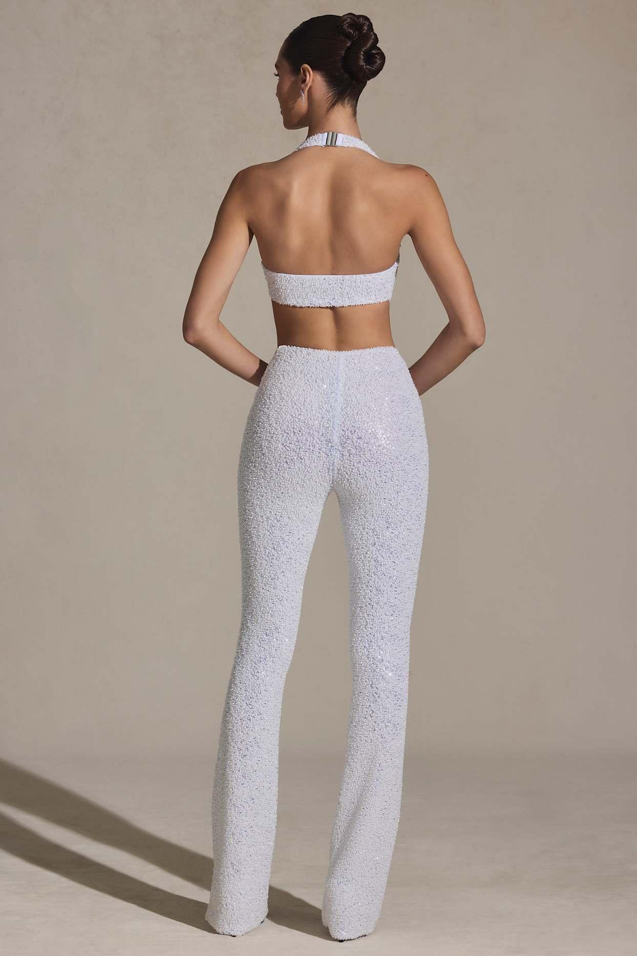 Embellished Cut-Out Jumpsuit in White Product Image