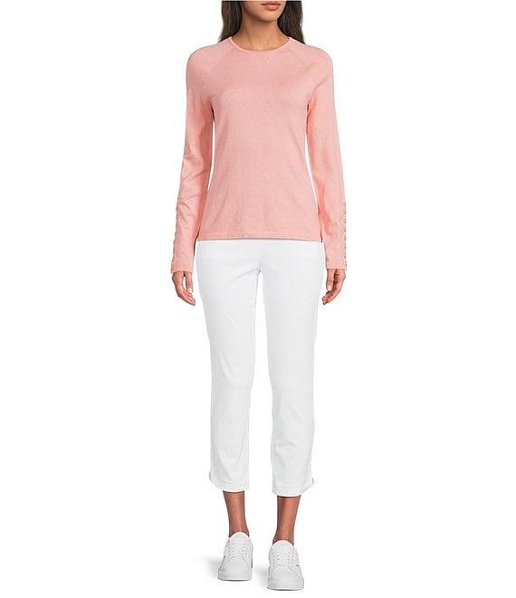 J.McLaughlin Jamey Crew Neck Button Trim Raglan Sleeve Sweater Product Image