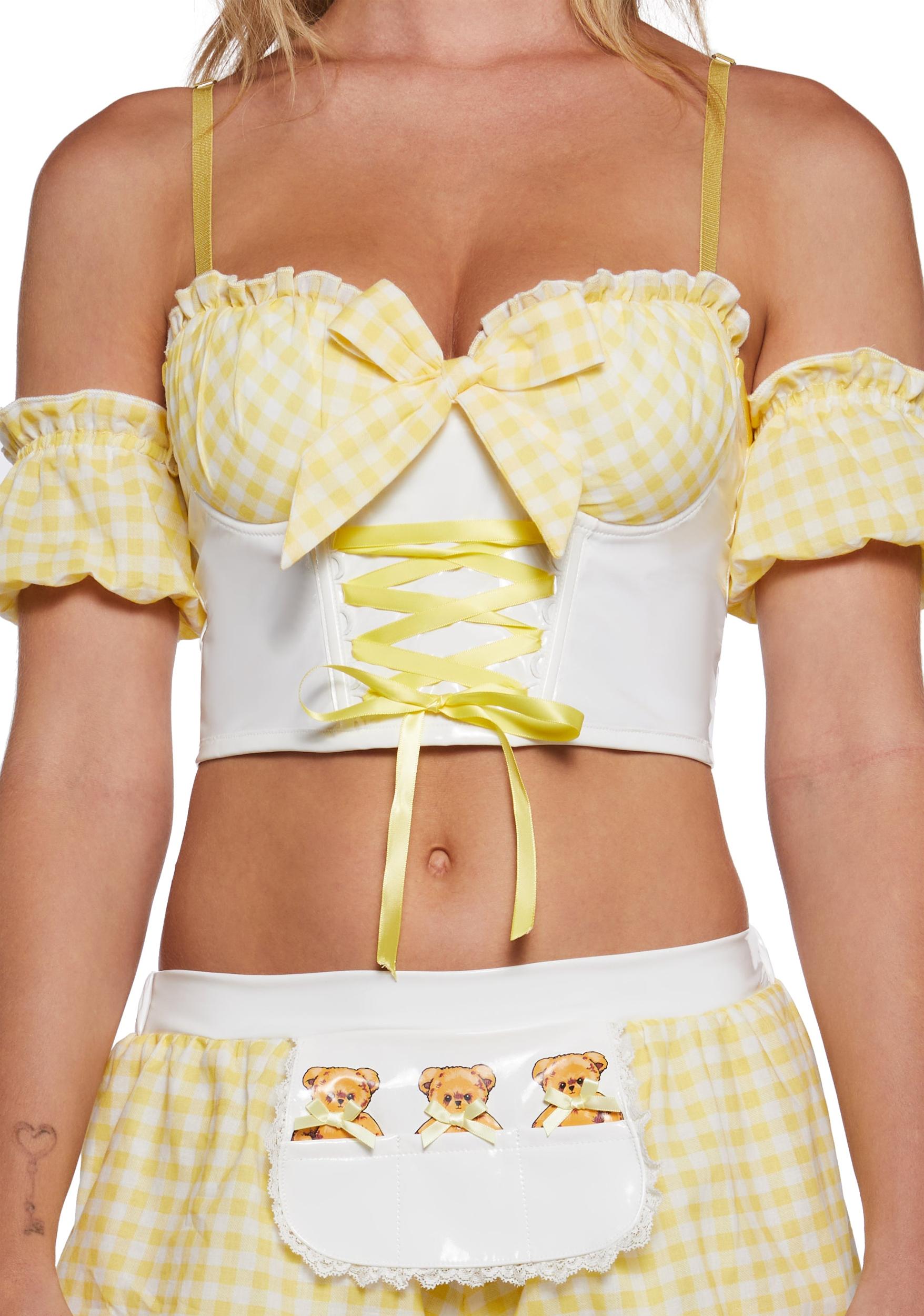 Sexy Womens Halloween Goldilocks And The Three Bears, Storybook Fairytale Lingerie Set - Yellow Product Image