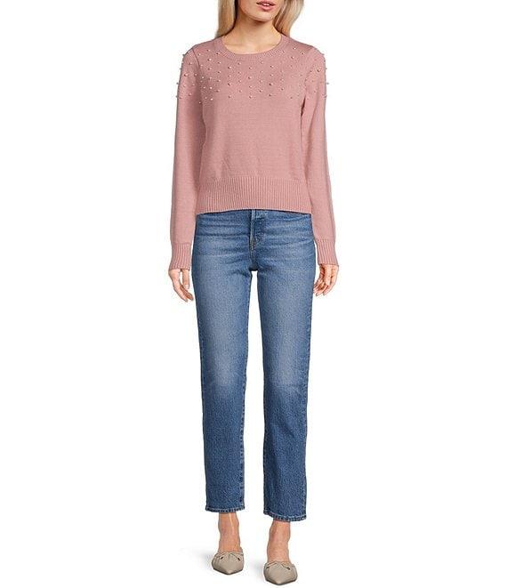 Evolutionary Long Sleeve Studded Pearl Pullover Sweater Product Image