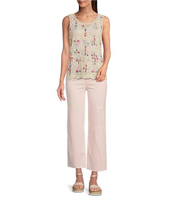 Charlie B. Crochet Knit Round Neck Sleeveless Top Product Image