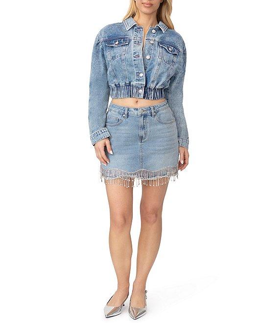 Stevie by Steve Madden Puff Sleeve Cropped Denim Jacket Product Image