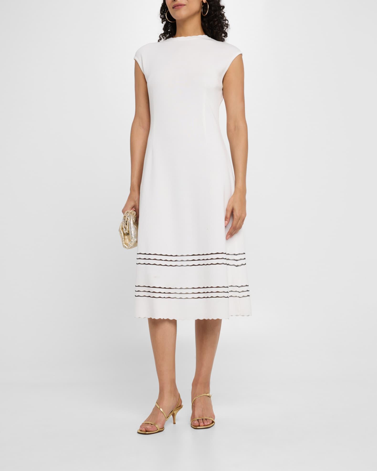 Sleeveless Scalloped Knit A-Line Midi Dress Product Image