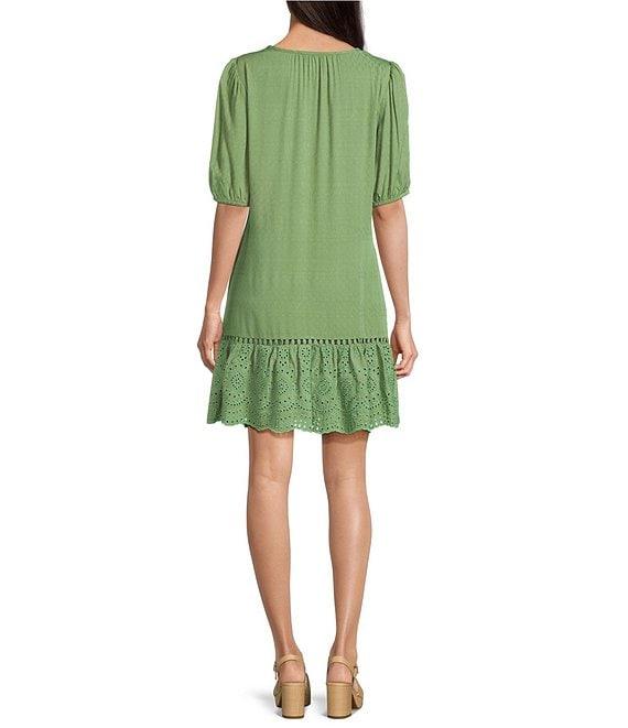 Nurture Petite Size Elbow Sleeve V-Neck Short Dress Product Image