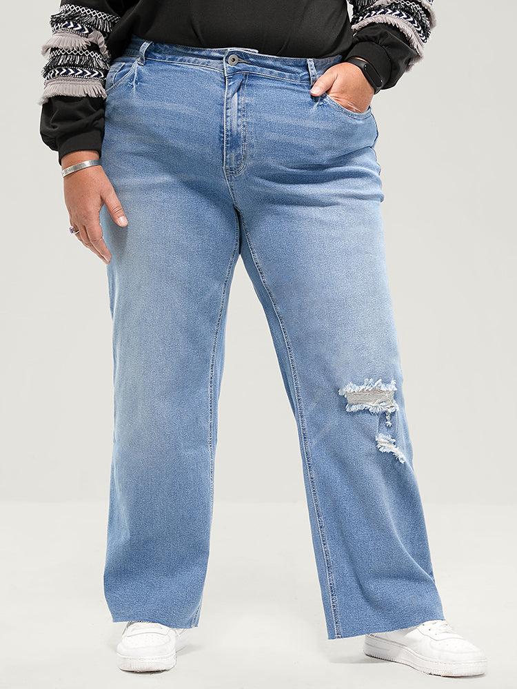 Boyfriend Wide Leg Slightly Stretchy High Rise Light Wash  Jeans Female Product Image