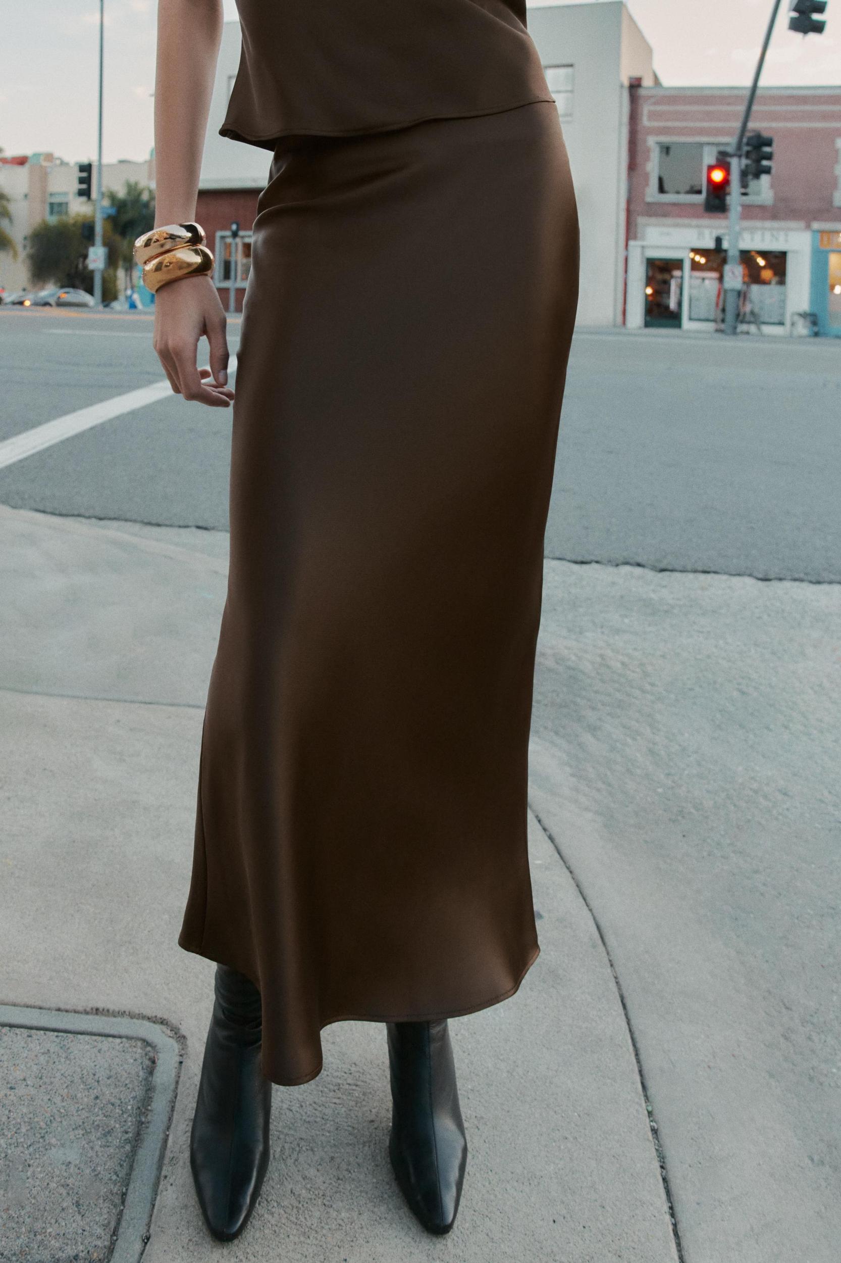 SATIN MIDI SKIRT Product Image