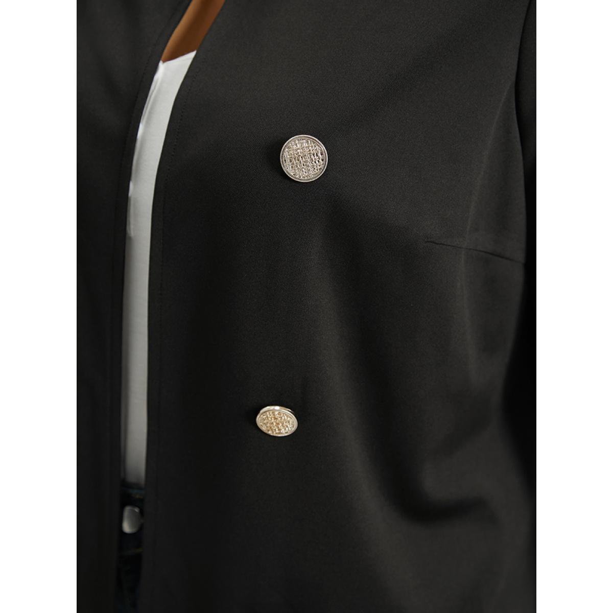 Plus Size Halloween Solid Buckle Detail Jacket Women Black Plain Office Jackets BloomChic 10/M Product Image