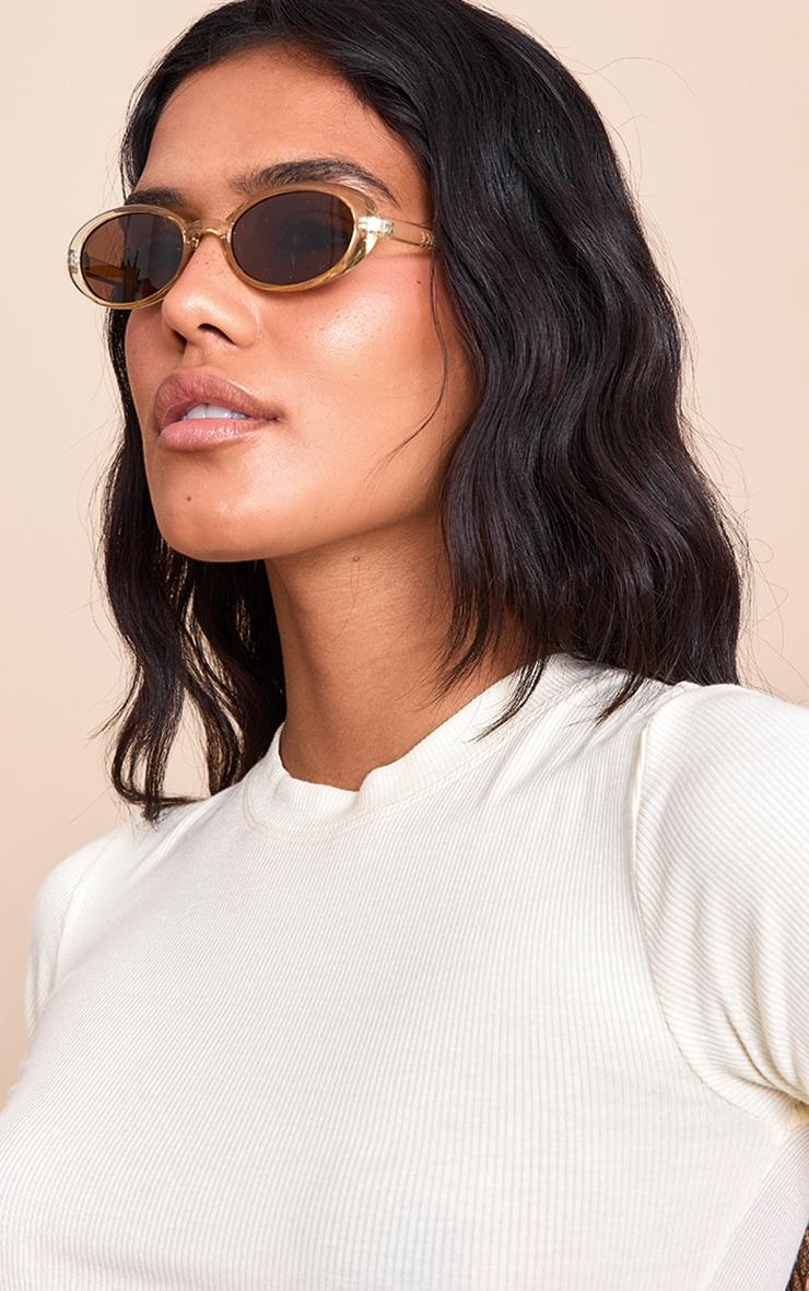 Butter Yellow Crystal Round Sunglasses Product Image