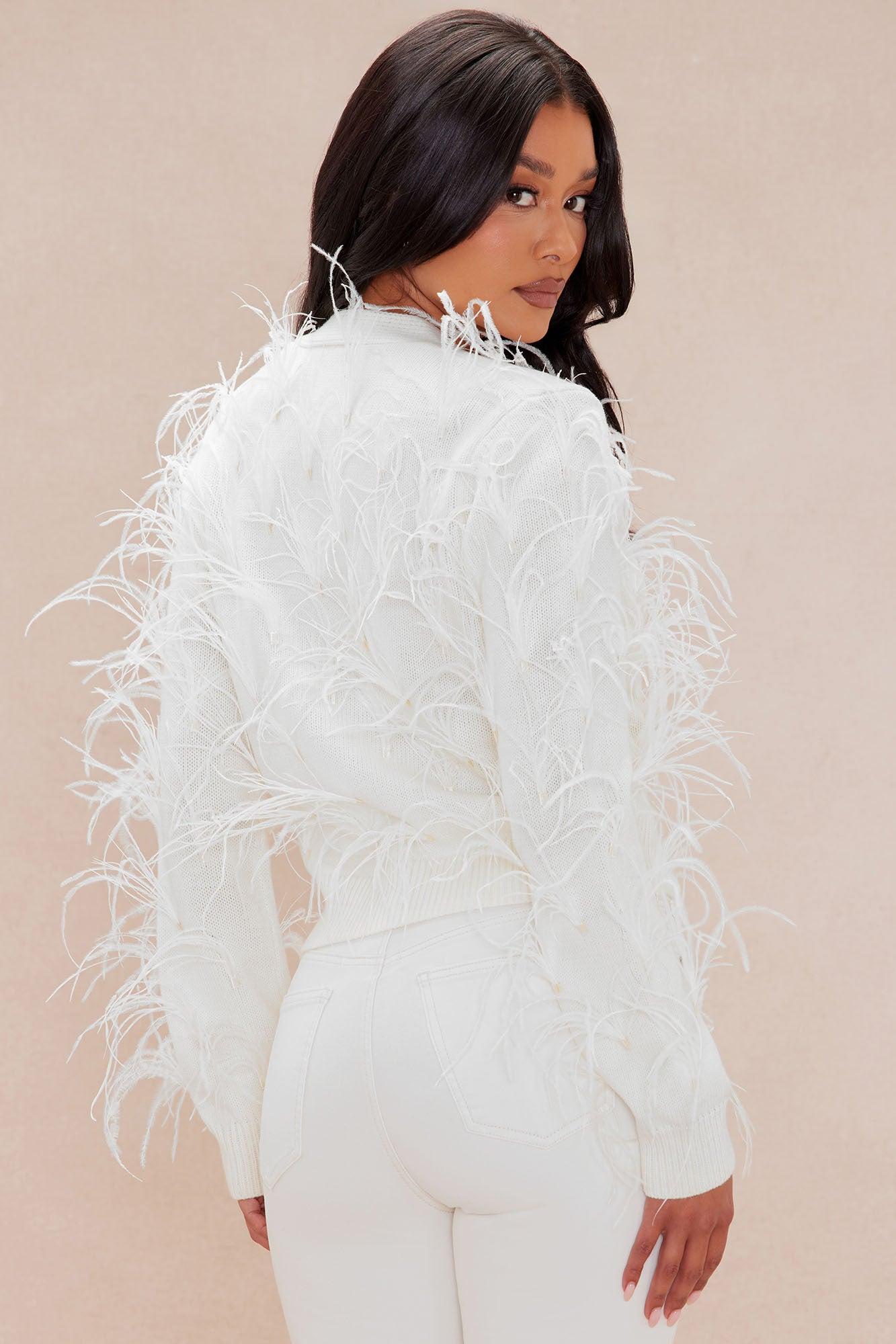 Santana Feather Cardigan - Cream Product Image