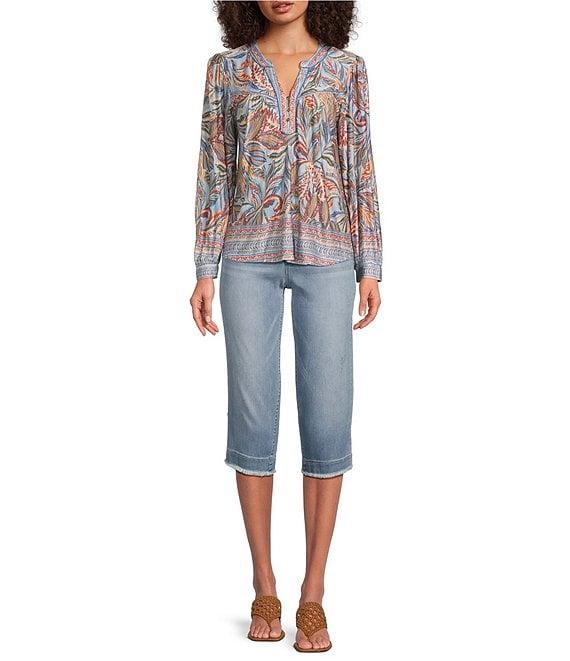 Democracy #double;Ab#double;solution Stretch Straight-Leg Fray Hem Skimmer Capri Jeans Product Image