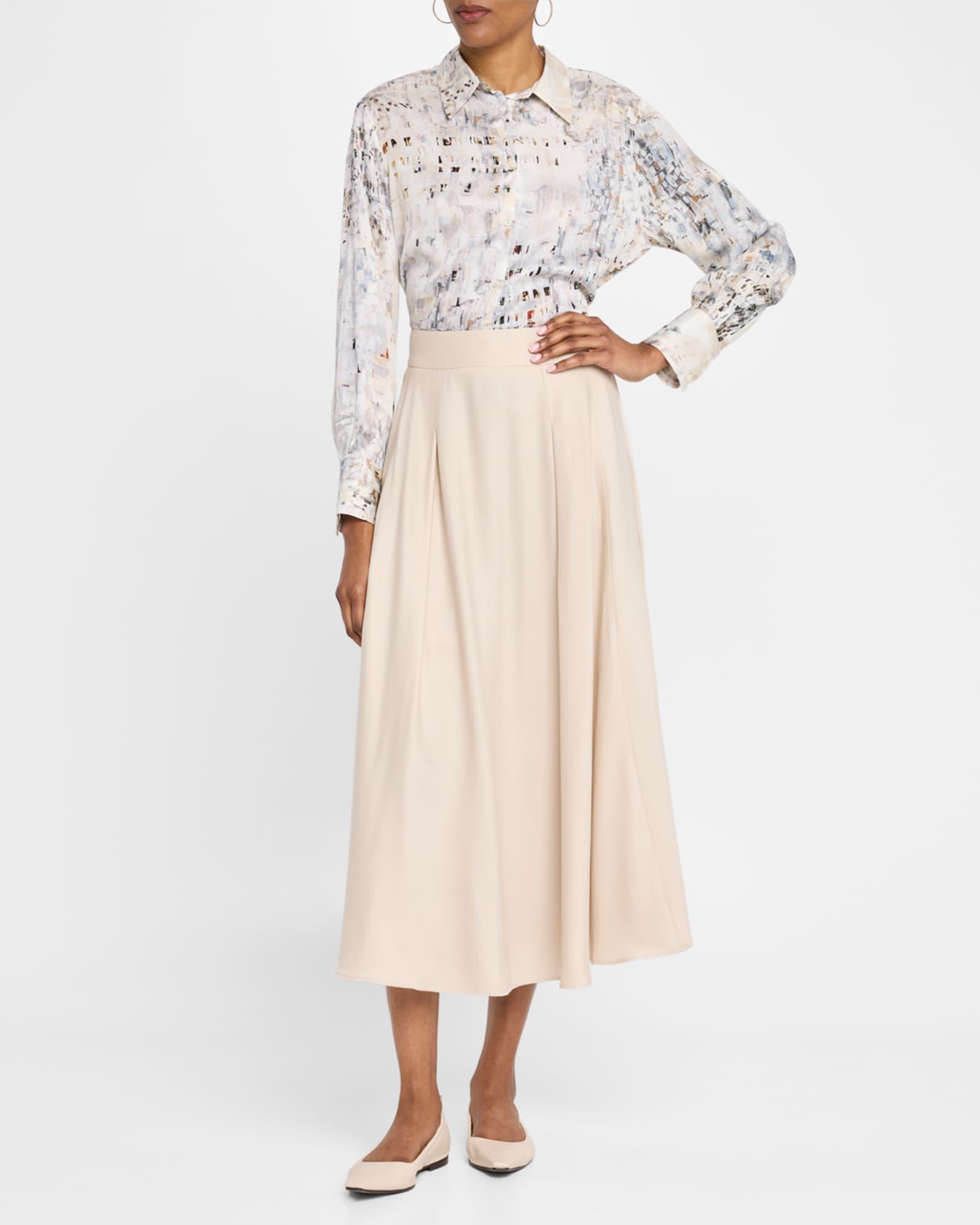 Pleated Circle-Cut Midi Skirt Product Image