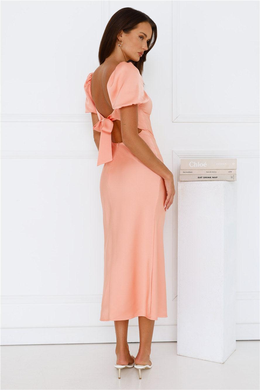 Floral Vines Midi Dress Peach Product Image