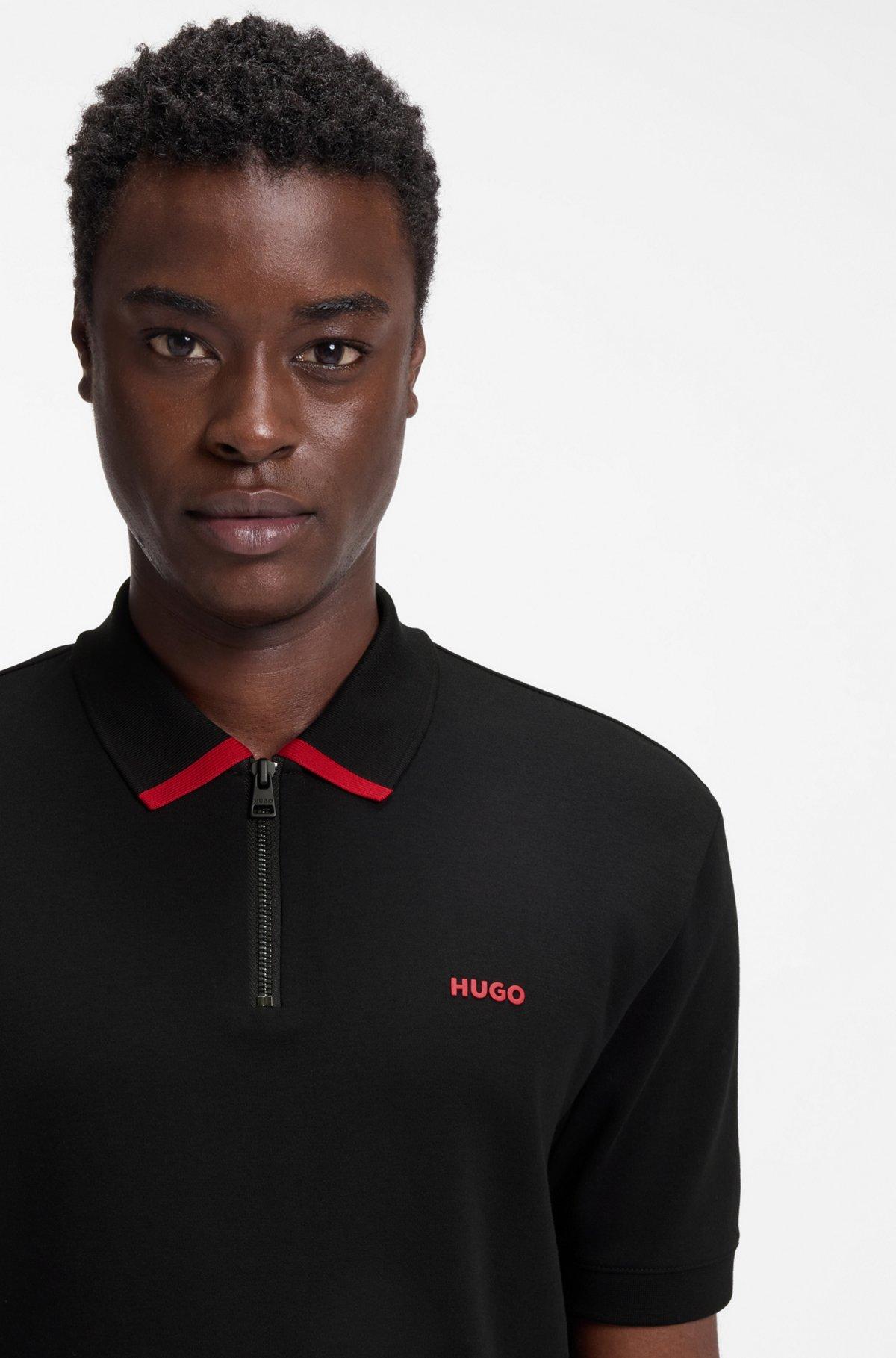 Contrast-logo polo shirt in cotton piqué Product Image