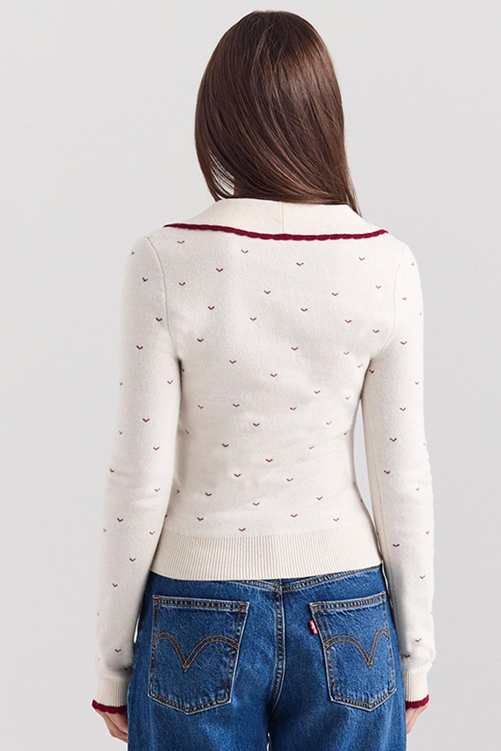 Marla  ivory cashmere blend trimmed cardigan Product Image