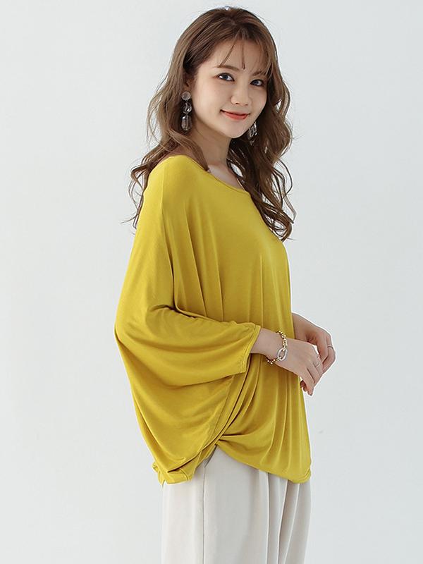 Vintage Loose Round-Neck Batwing Sleeves Shirts Product Image