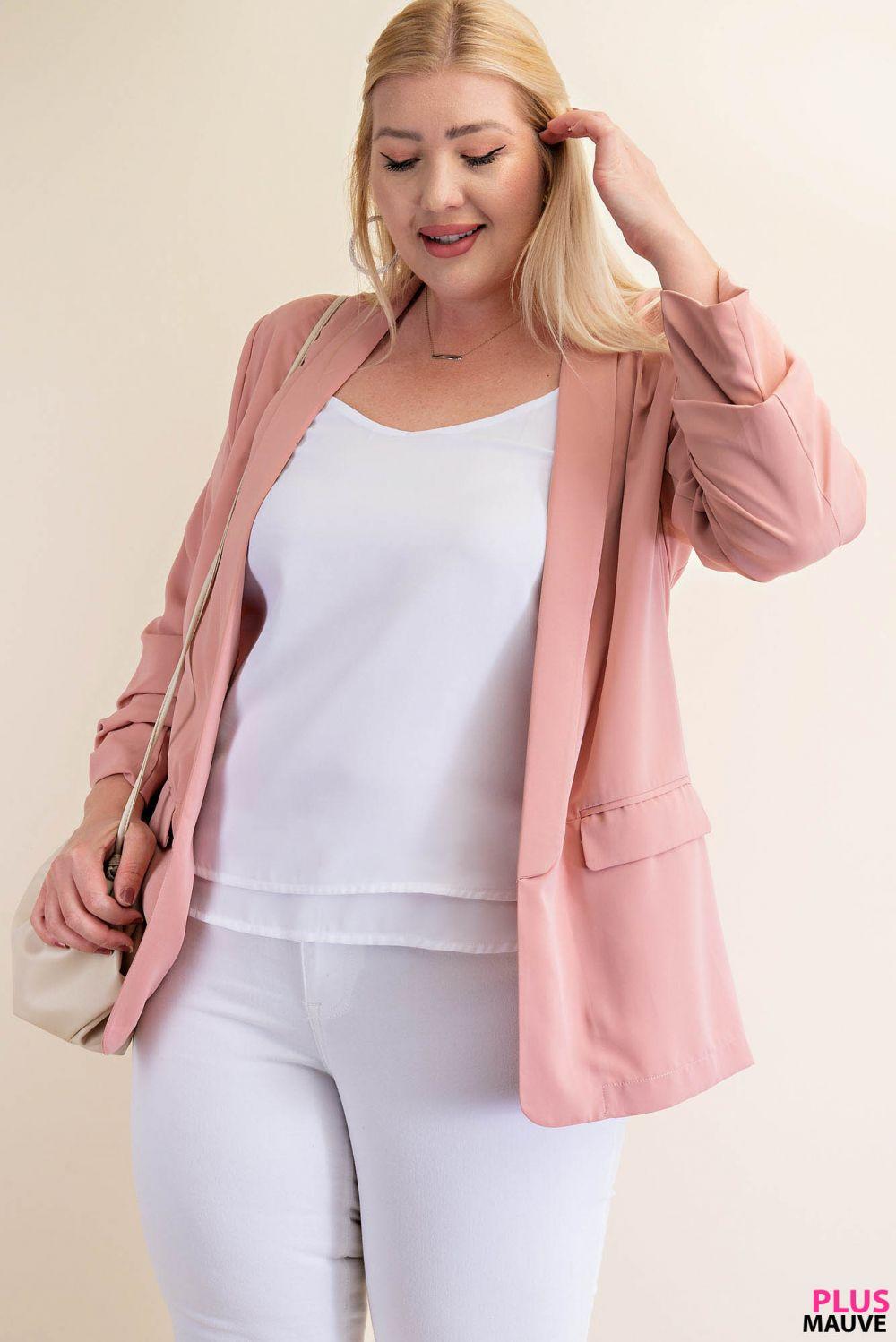 5524   Traci Ruched Sleeve Lined Blazer - Reg & Plus! Product Image