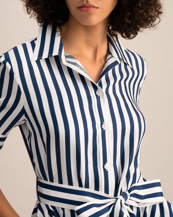 Amalfi Stripe Silk Shirtdress with Belt Product Image